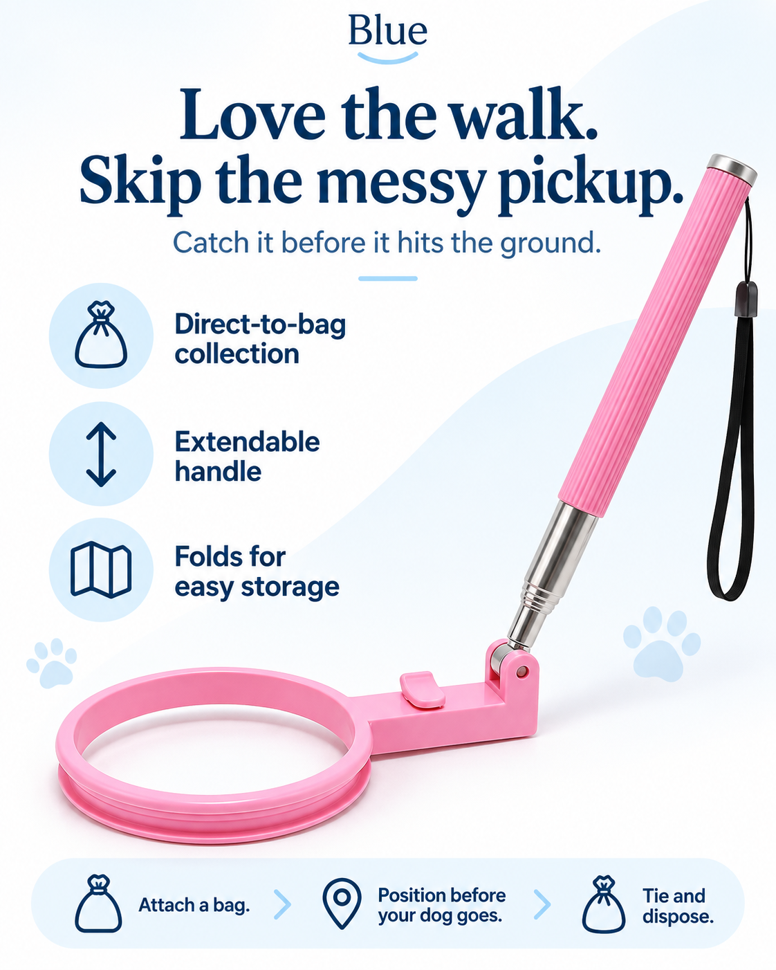 Blue Foldable Dog Poop Catcher