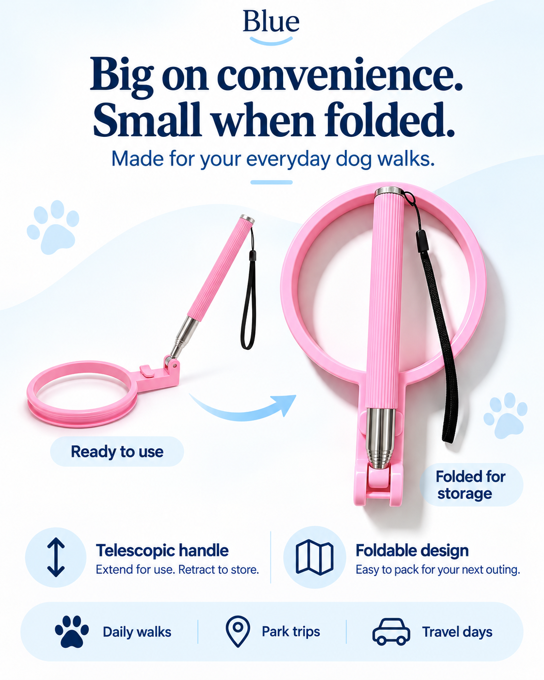 Blue Foldable Dog Poop Catcher
