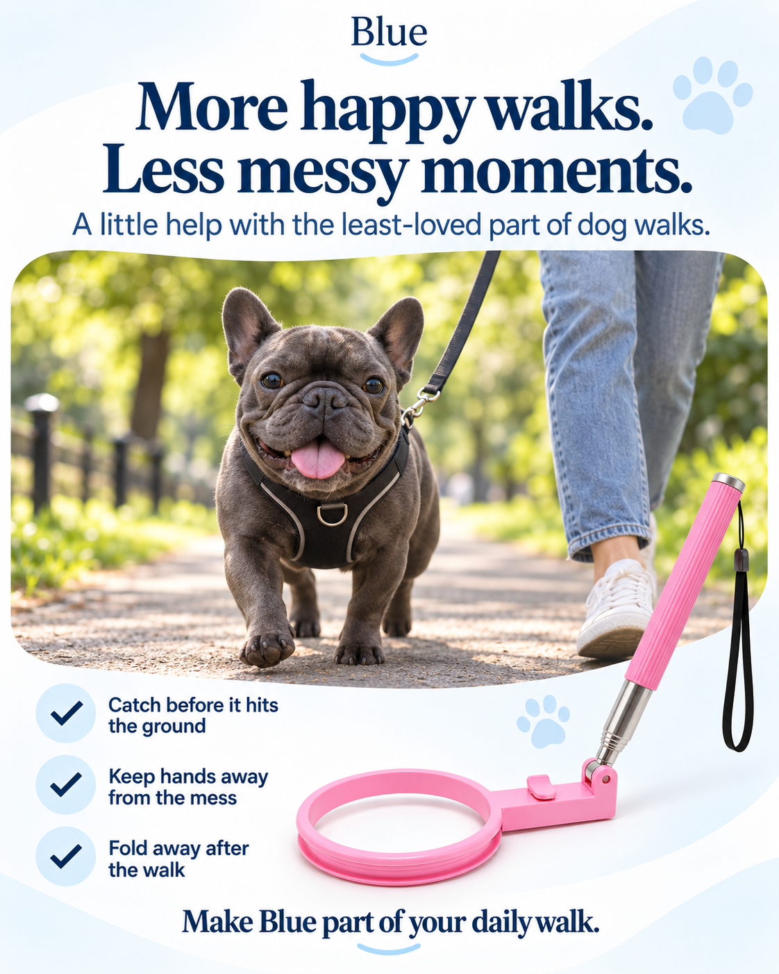 Blue Foldable Dog Poop Catcher